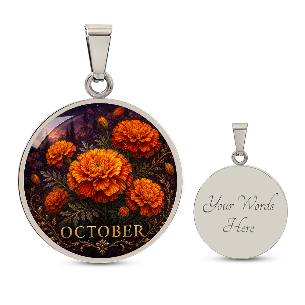 October Birth Flower Necklace | Marigold Pendant