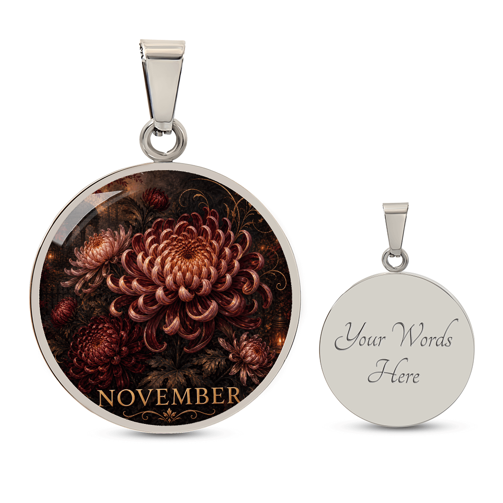November Birth Flower Necklace | Chrysanthemum Pendant