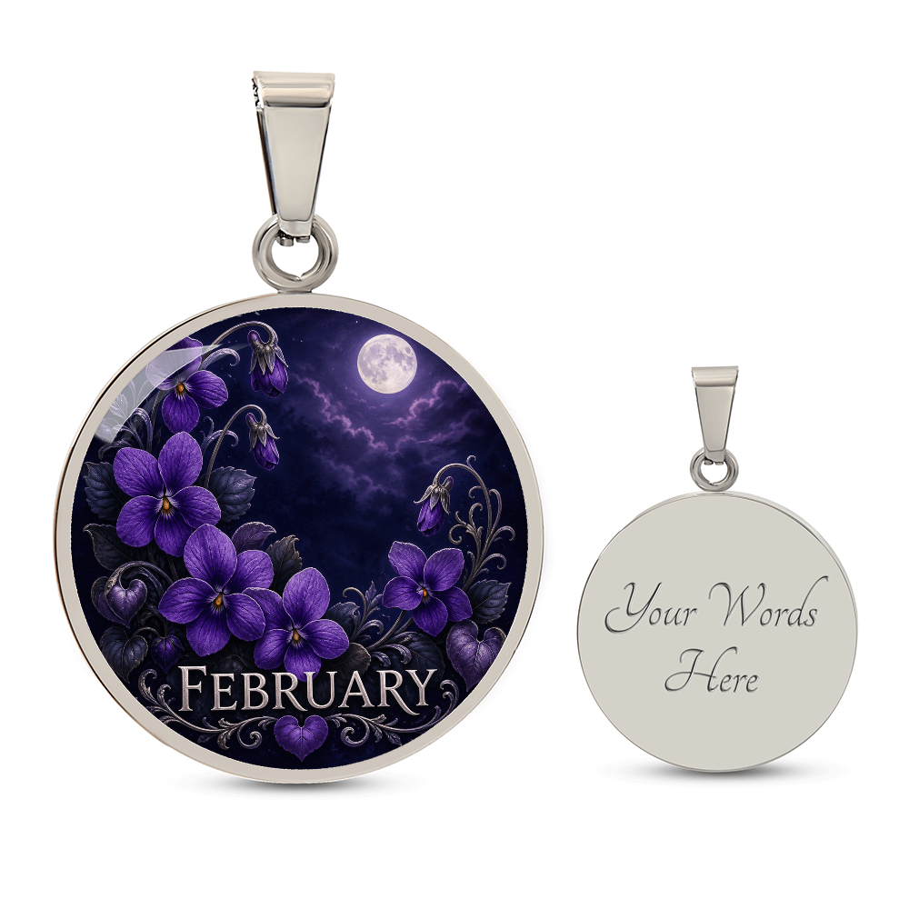 February Birth Flower Necklace | Violet Pendant