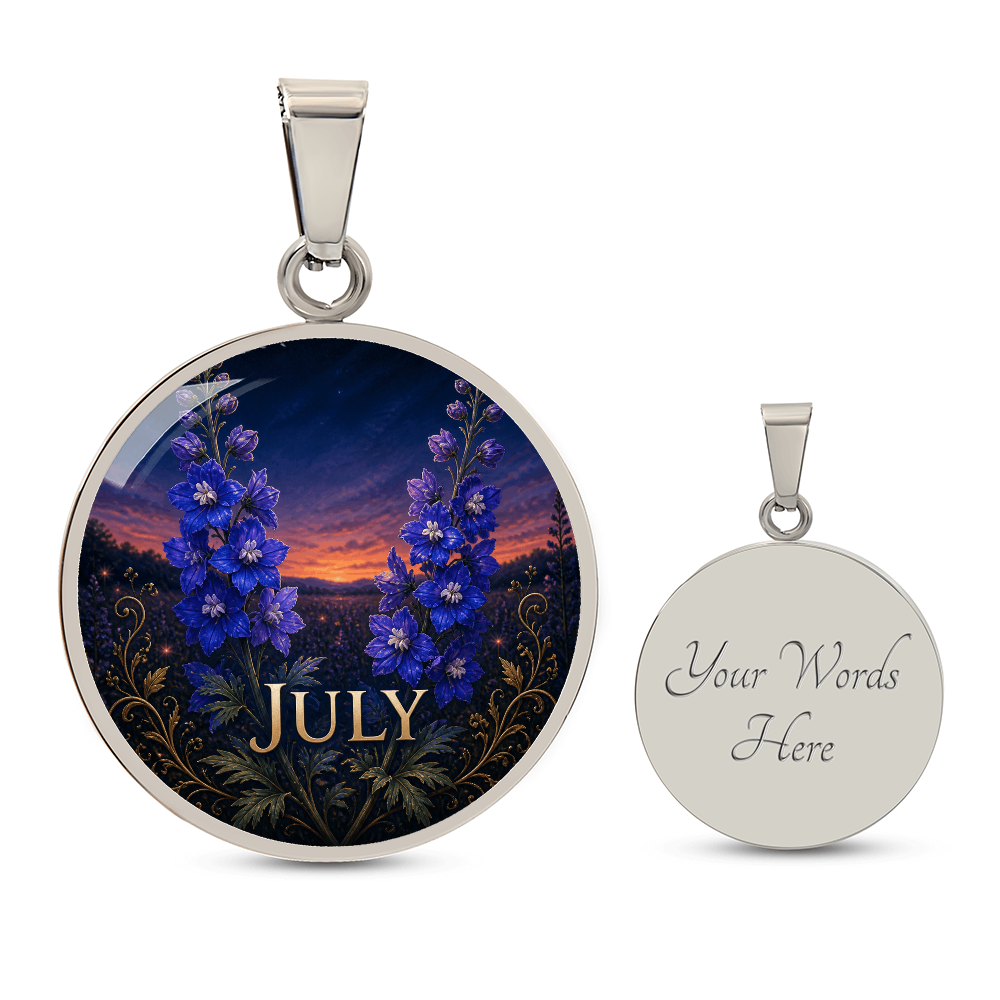 July Birth Flower Necklace | Larkspur Pendant