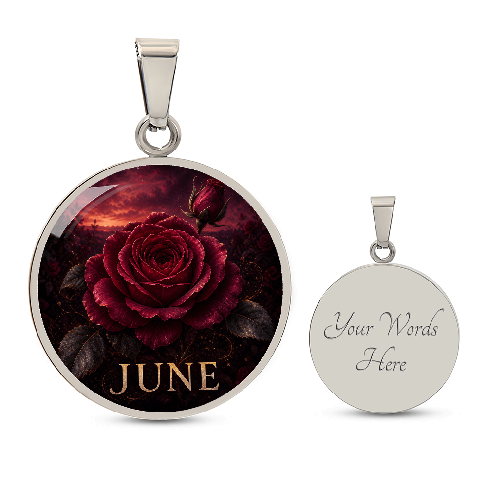 June Birth Flower Necklace | Rose Pendant