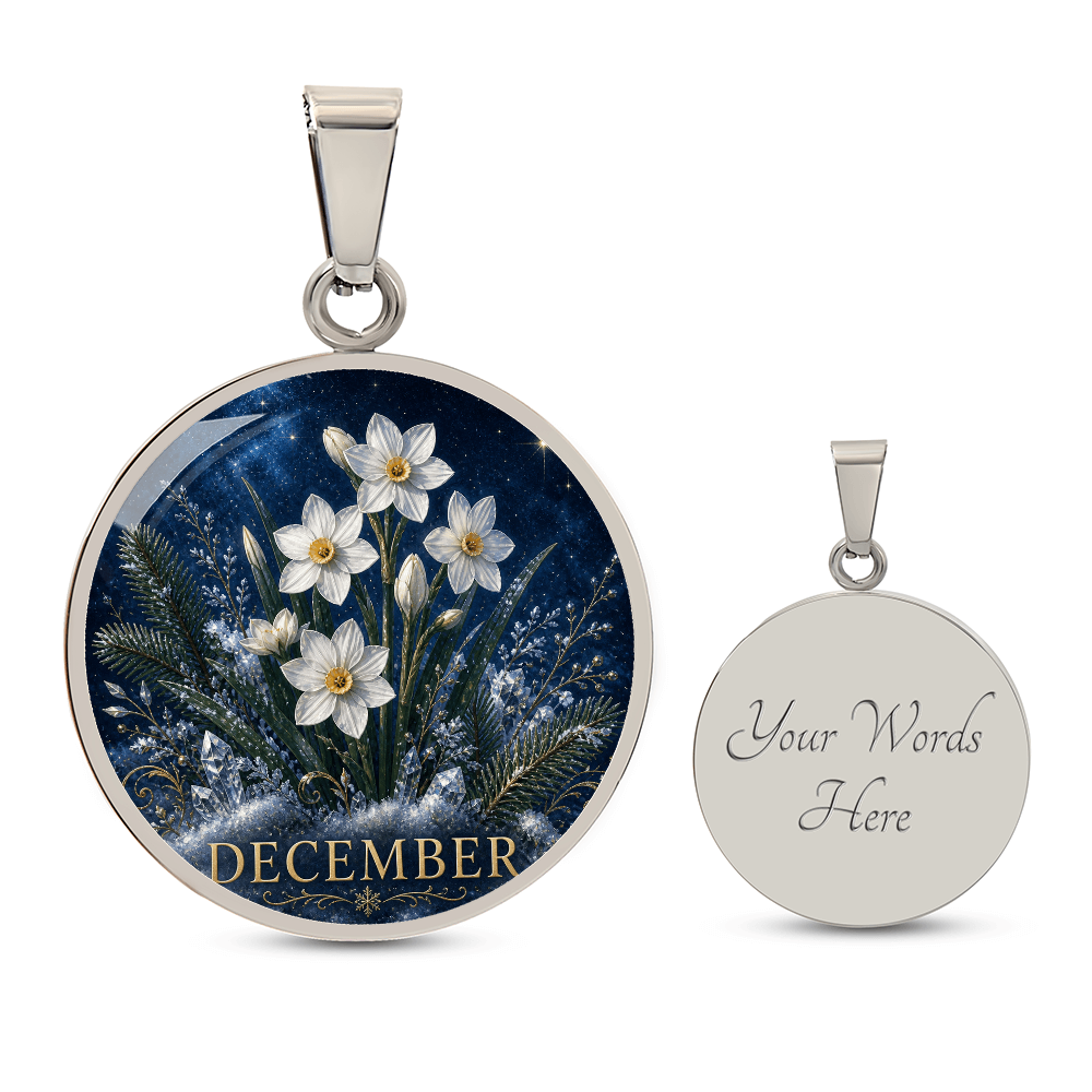 December Birth Flower Necklace | Narcissus Pendant