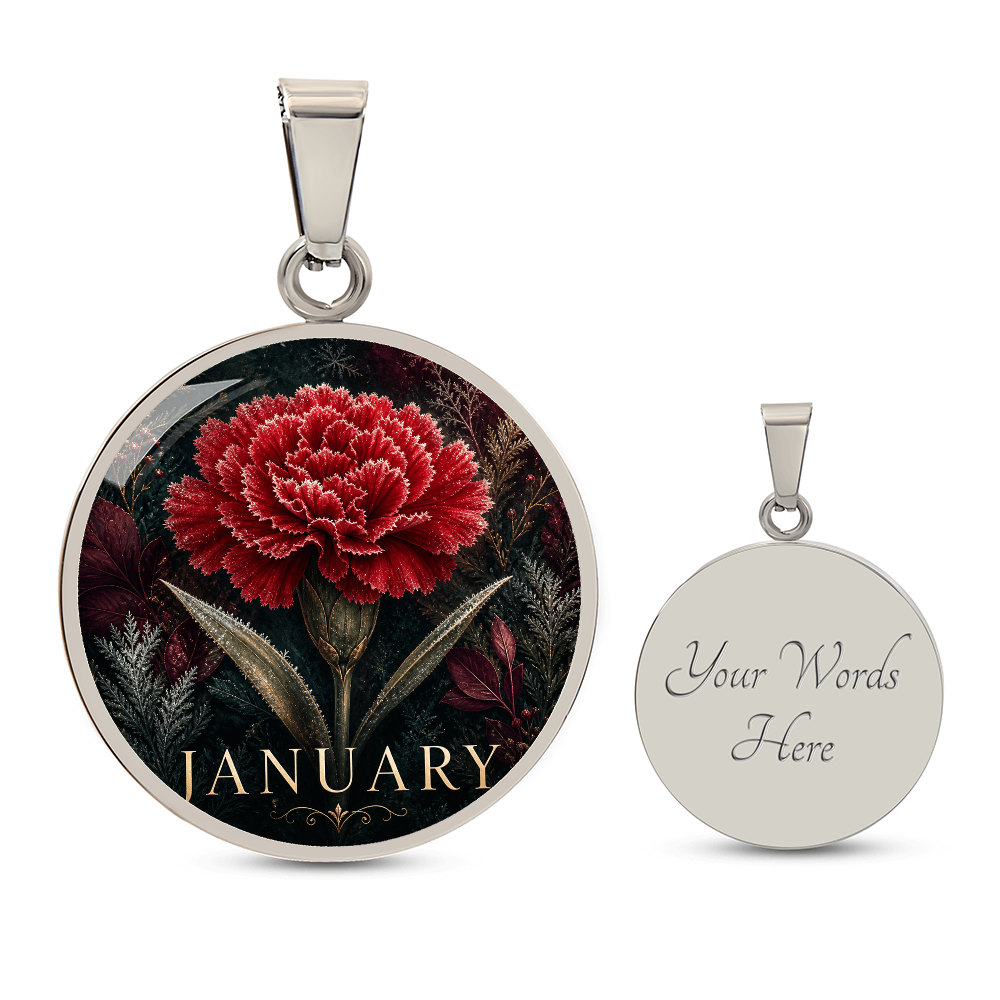 January Birth Flower Necklace | Carnation Pendant