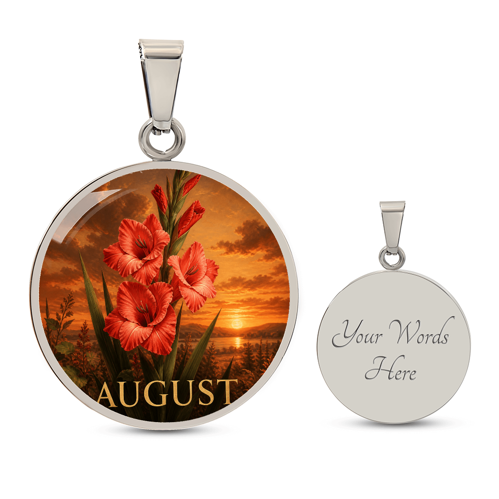 August Birth Flower Necklace | Gladiolus Pendant