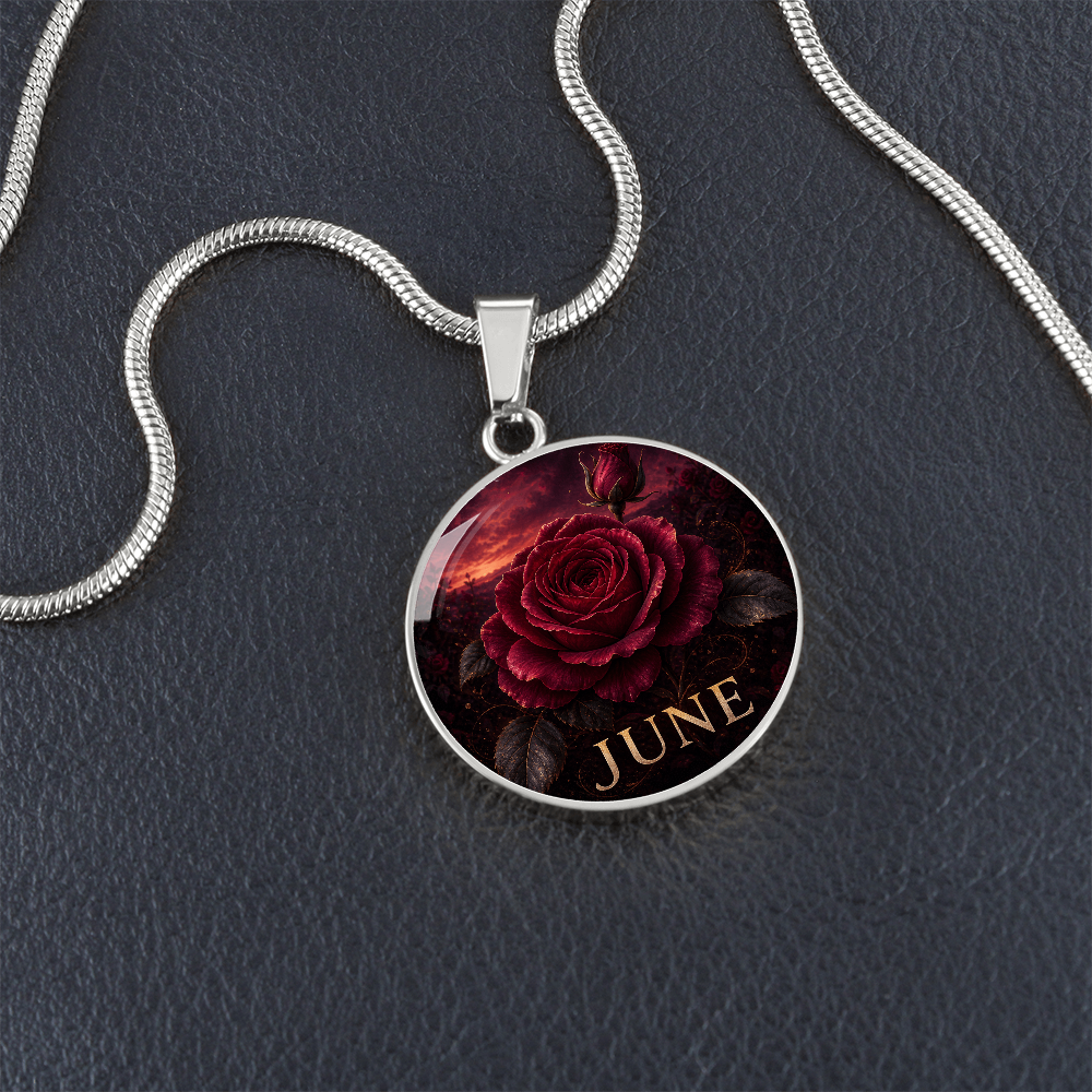 June Birth Flower Necklace | Rose Pendant