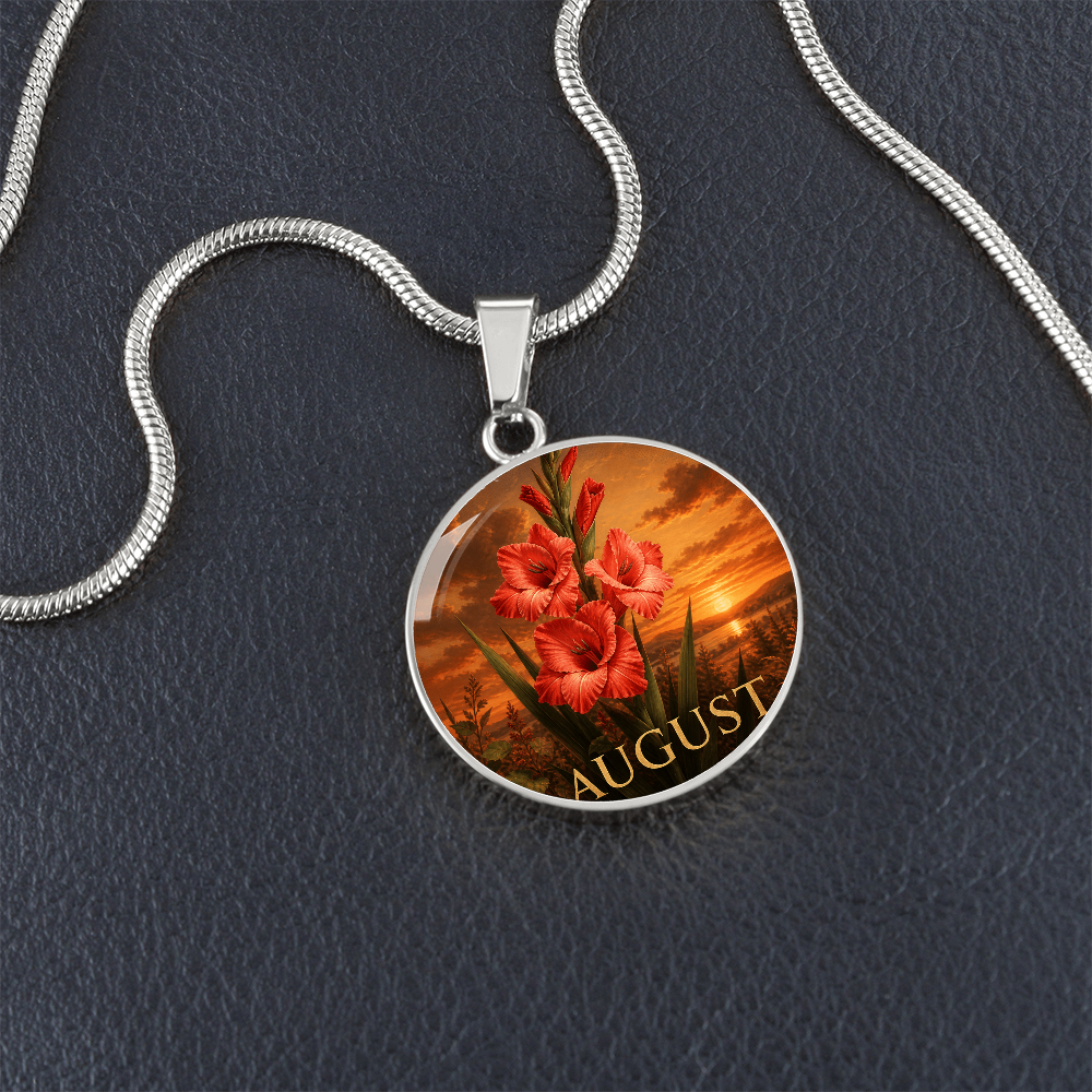 August Birth Flower Necklace | Gladiolus Pendant