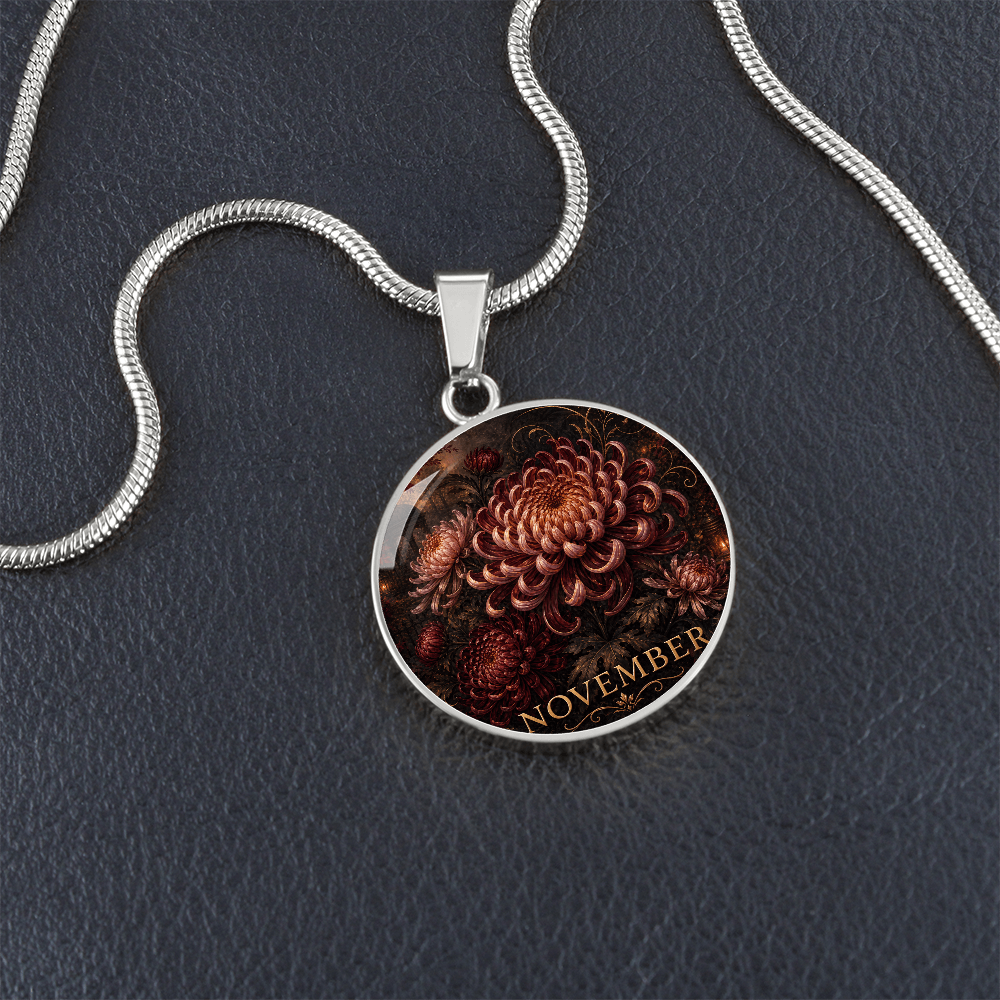 November Birth Flower Necklace | Chrysanthemum Pendant