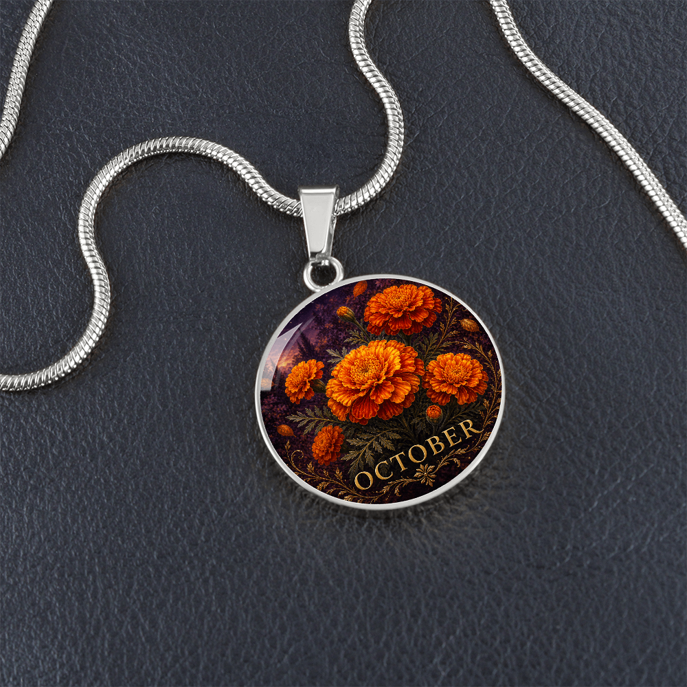 October Birth Flower Necklace | Marigold Pendant