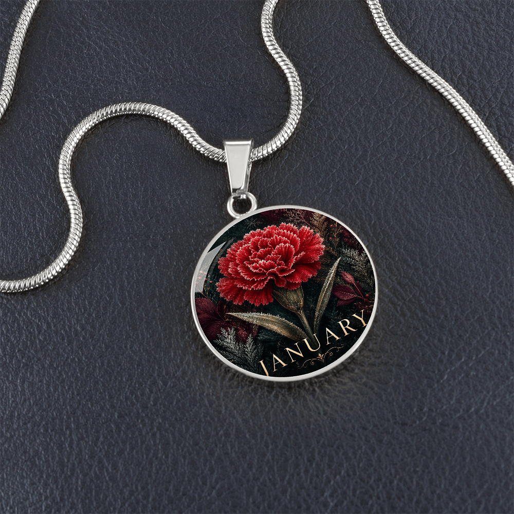 January Birth Flower Necklace | Carnation Pendant