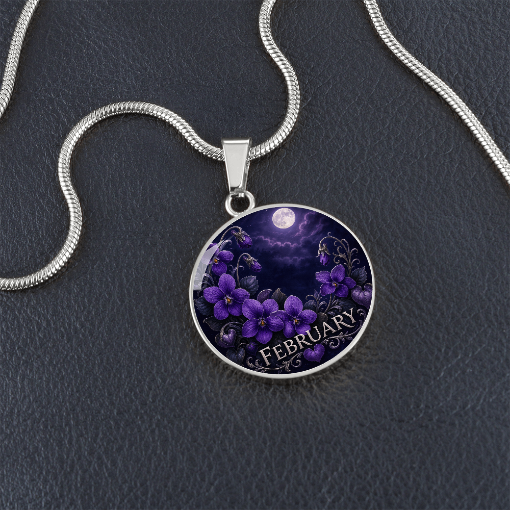 February Birth Flower Necklace | Violet Pendant