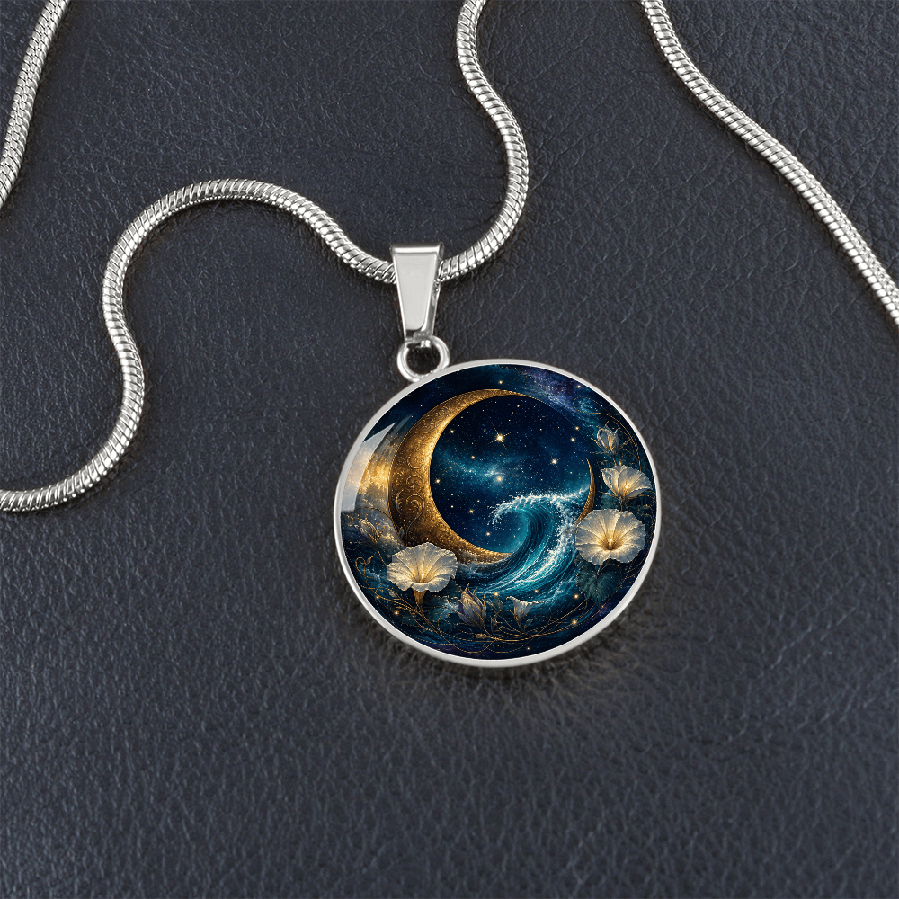 Crescent Moon Necklace | Celestial Ocean Pendant