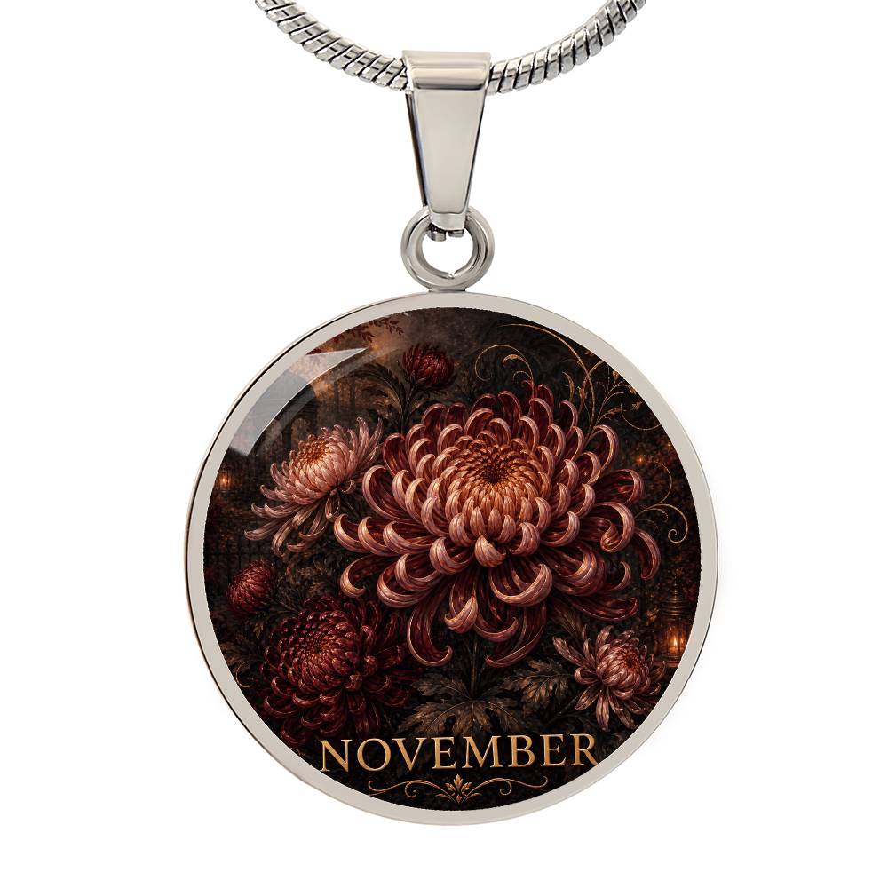 November Birth Flower Necklace | Chrysanthemum Pendant