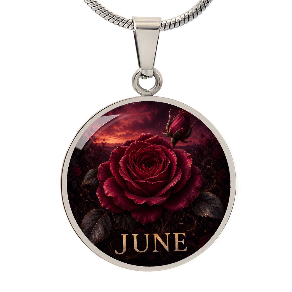 June Birth Flower Necklace | Rose Pendant