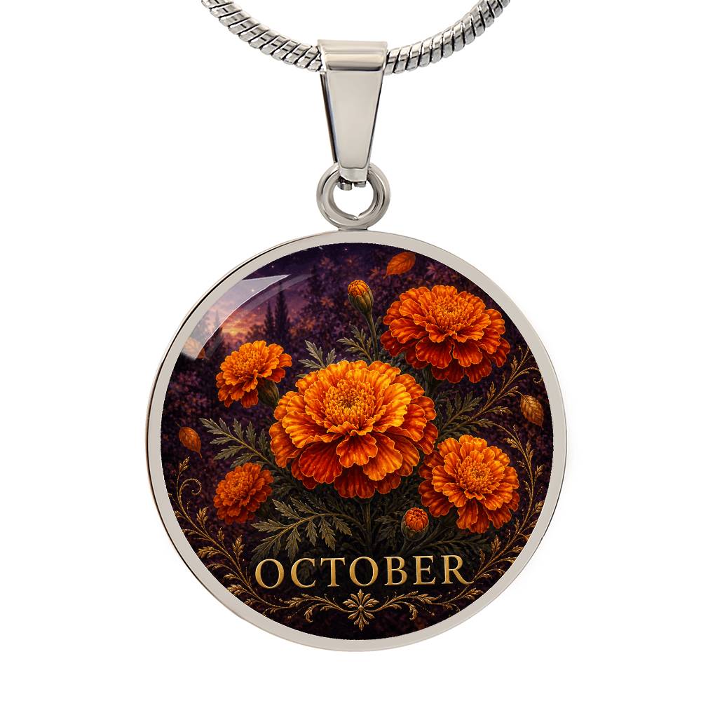 October Birth Flower Necklace | Marigold Pendant