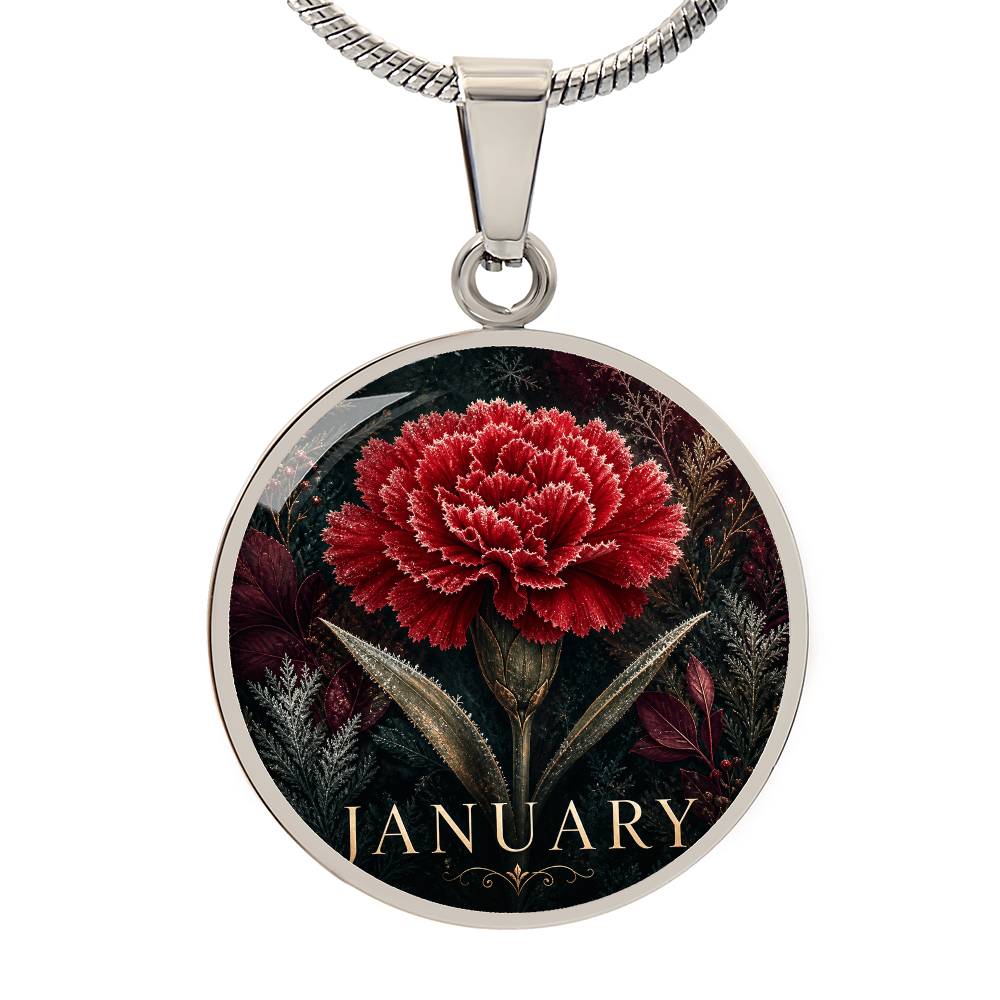 January Birth Flower Necklace | Carnation Pendant