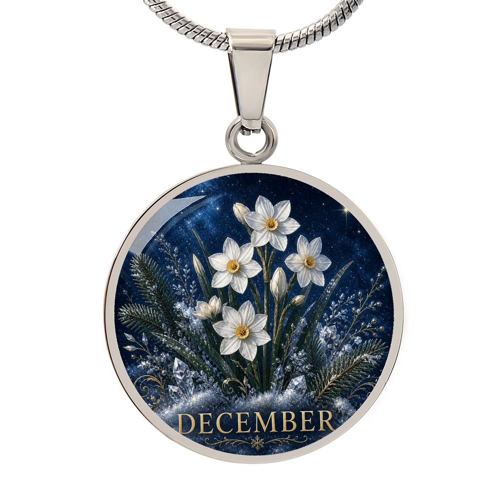 December Birth Flower Necklace | Narcissus Pendant