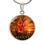 August Birth Flower Necklace | Gladiolus Pendant