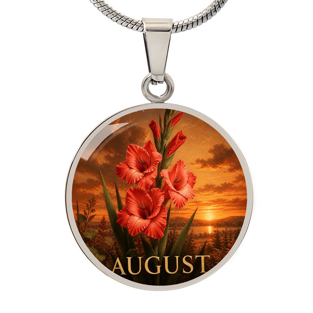 August Birth Flower Necklace | Gladiolus Pendant