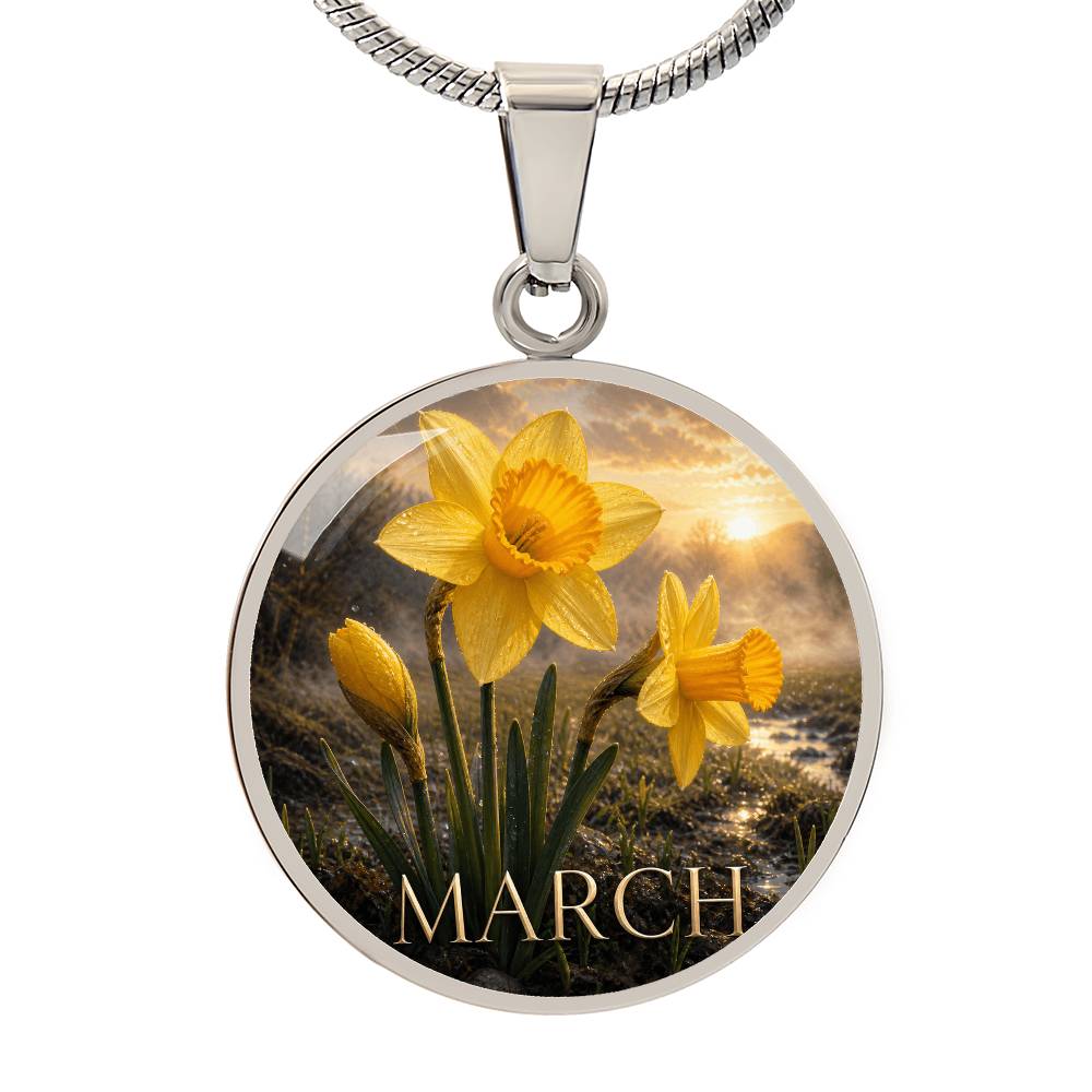 March Birth Flower Necklace | Daffodil Pendant