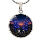 July Birth Flower Necklace | Larkspur Pendant