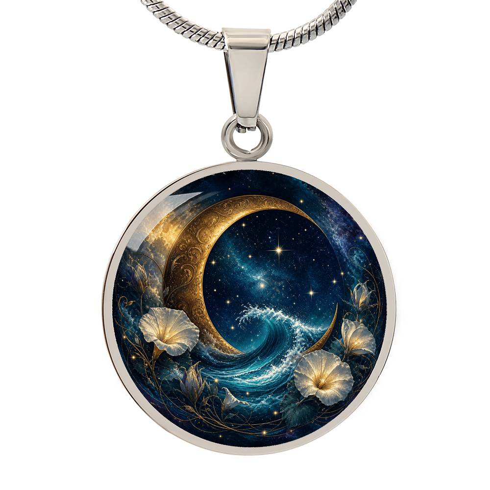 Crescent Moon Necklace | Celestial Ocean Pendant