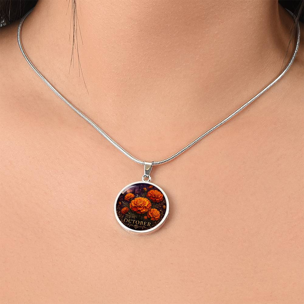 October Birth Flower Necklace | Marigold Pendant