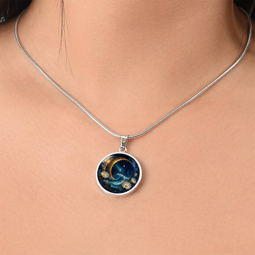 Crescent Moon Necklace | Celestial Ocean Pendant