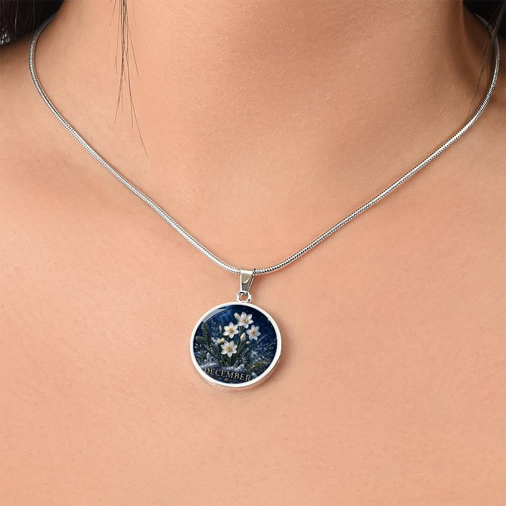 December Birth Flower Necklace | Narcissus Pendant