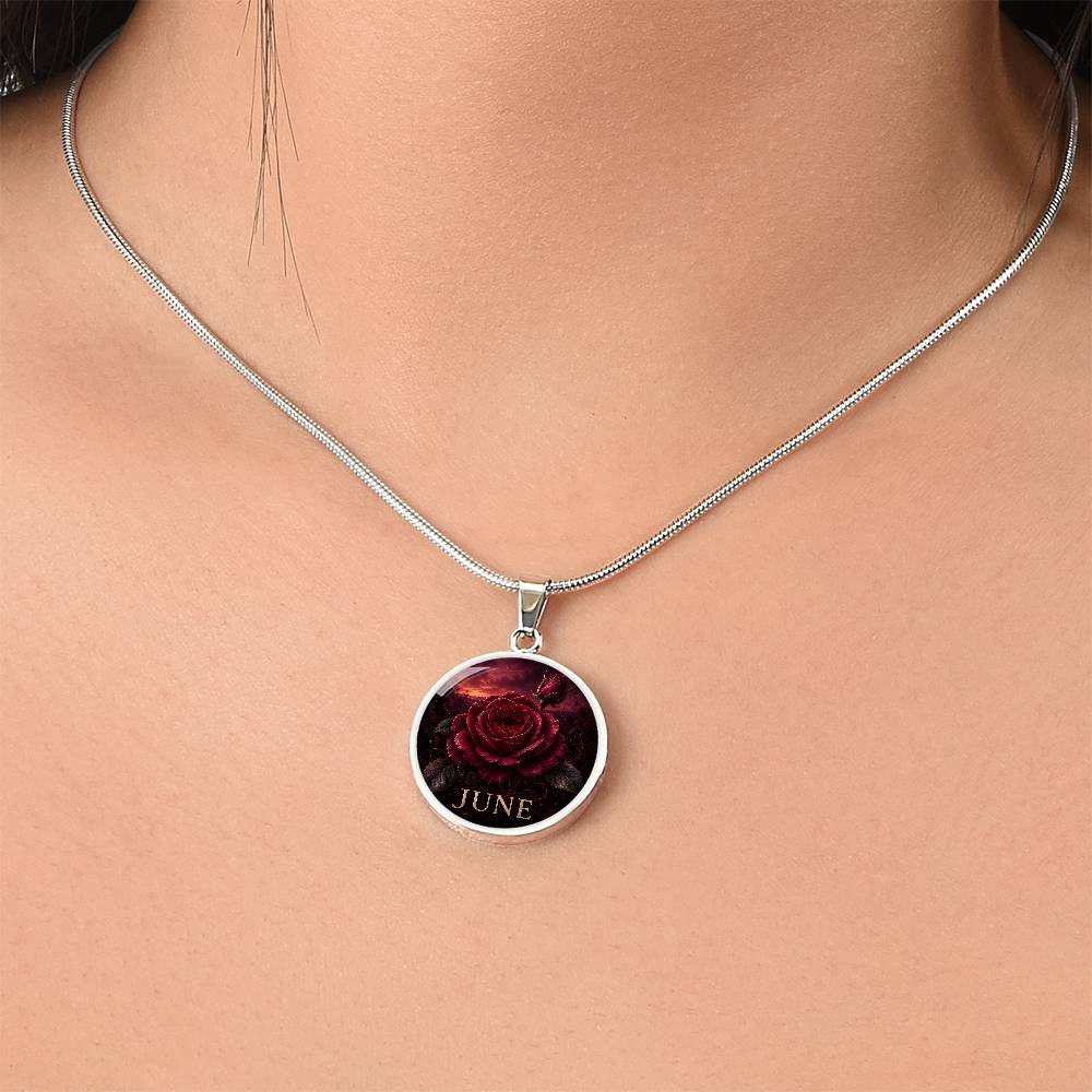 June Birth Flower Necklace | Rose Pendant