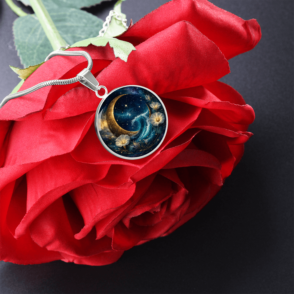 Crescent Moon Necklace | Celestial Ocean Pendant