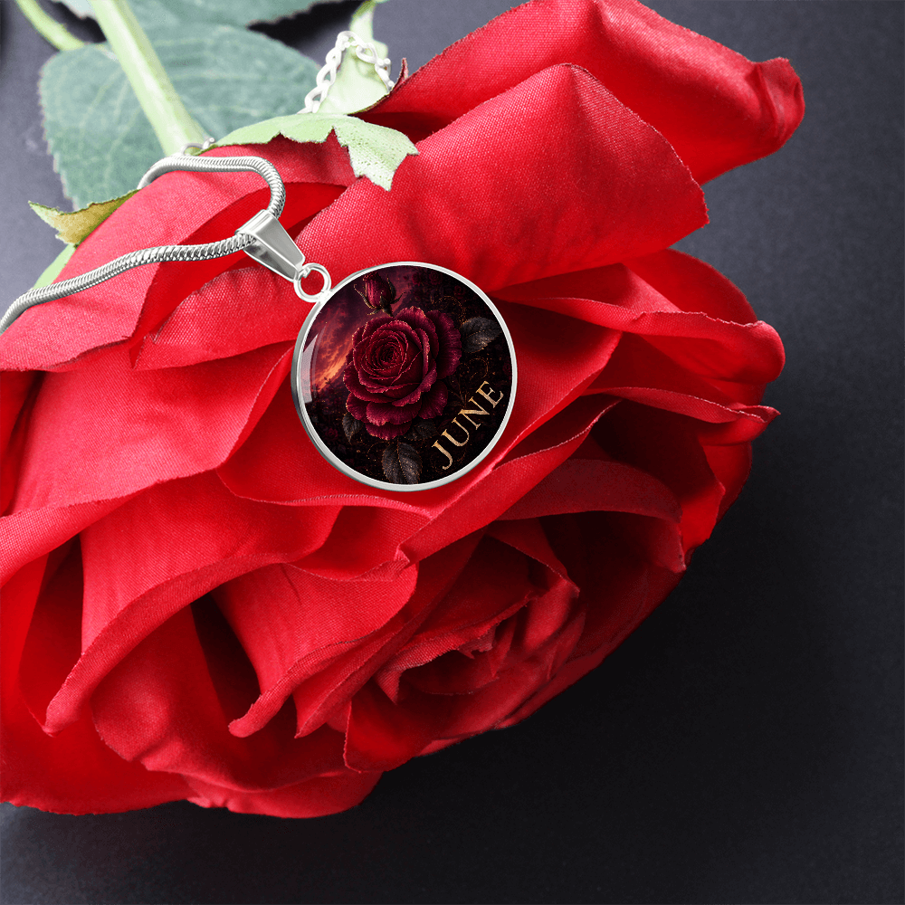 June Birth Flower Necklace | Rose Pendant