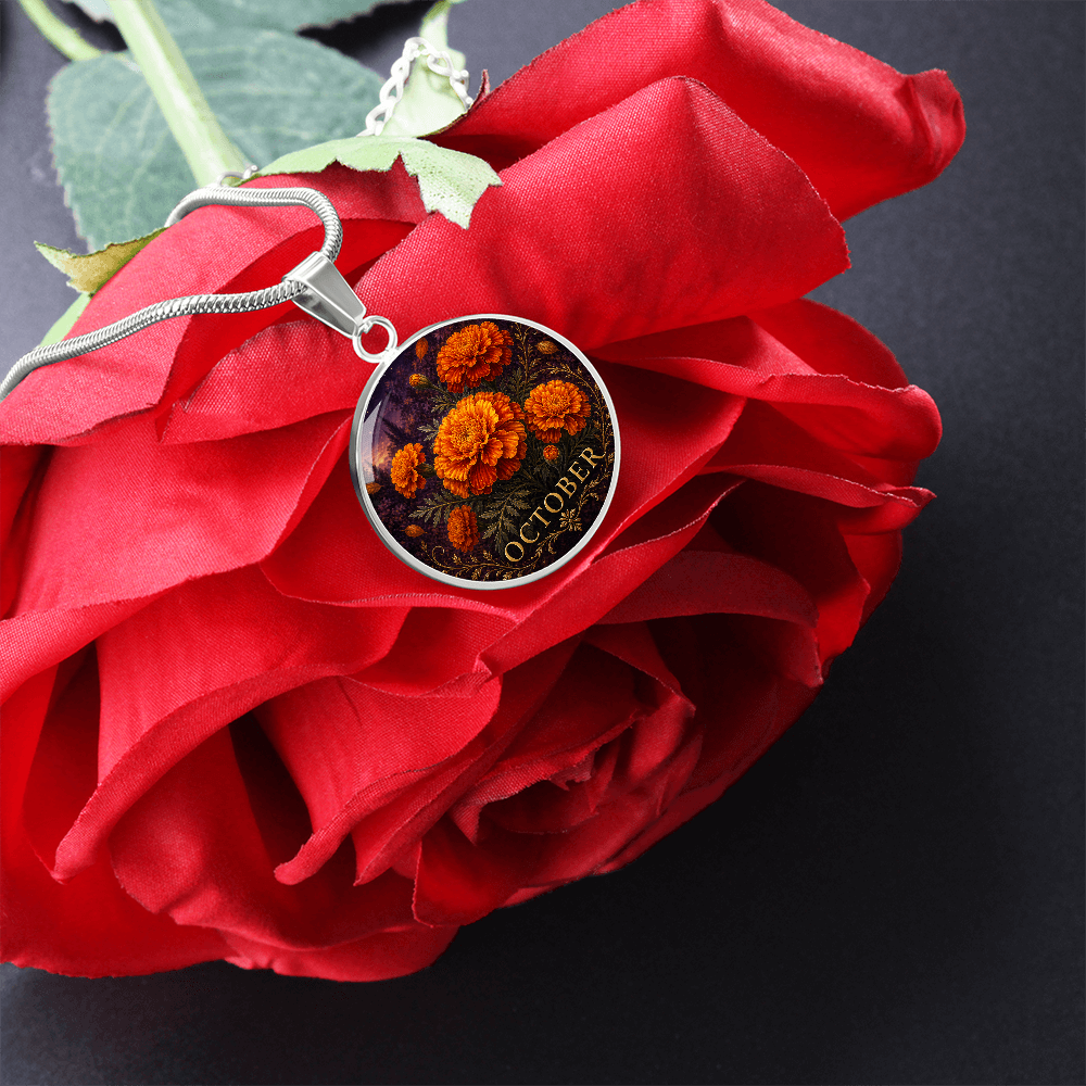 October Birth Flower Necklace | Marigold Pendant