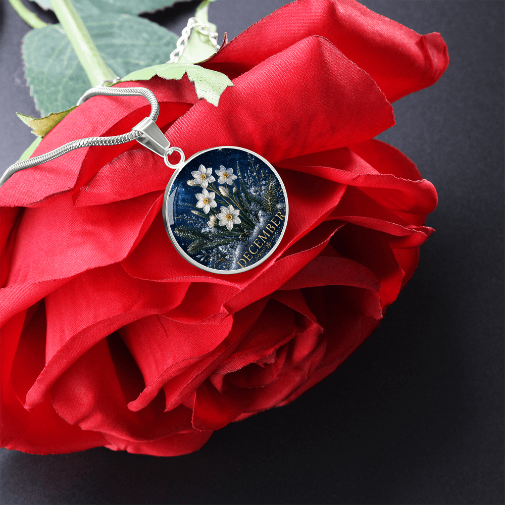 December Birth Flower Necklace | Narcissus Pendant