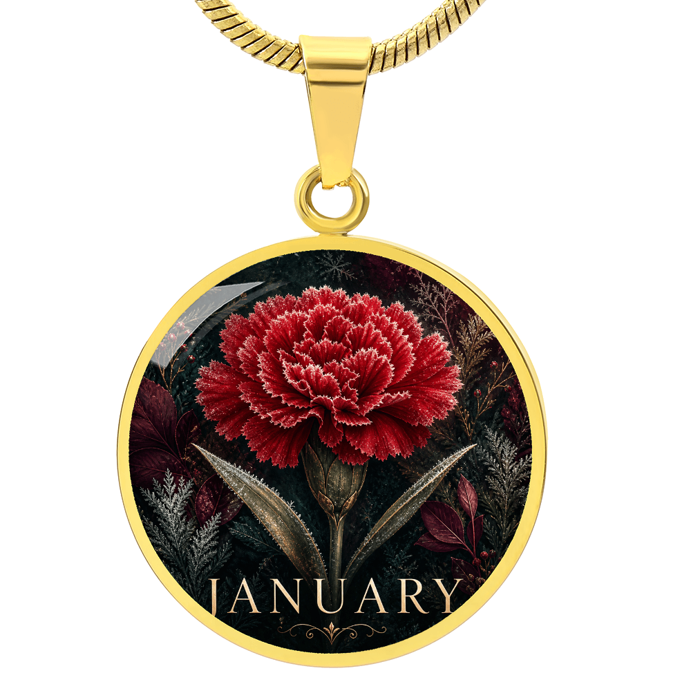 January Birth Flower Necklace | Carnation Pendant