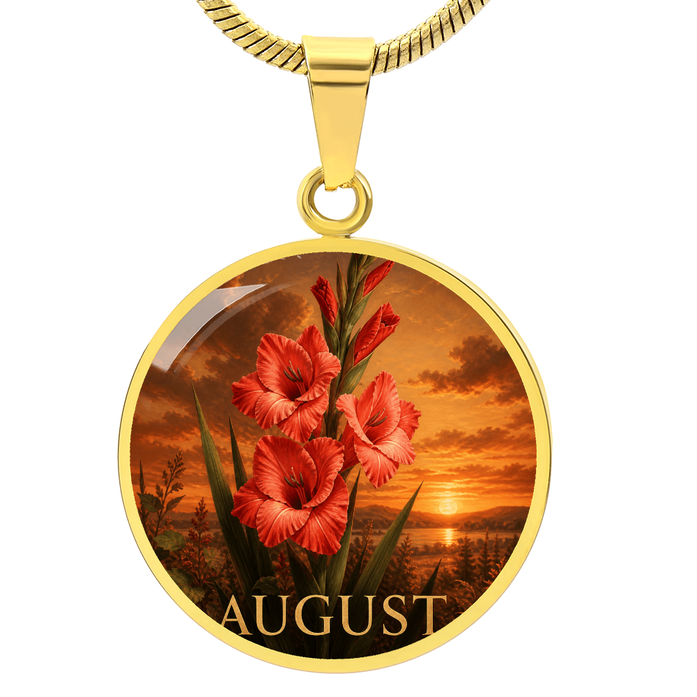August Birth Flower Necklace | Gladiolus Pendant