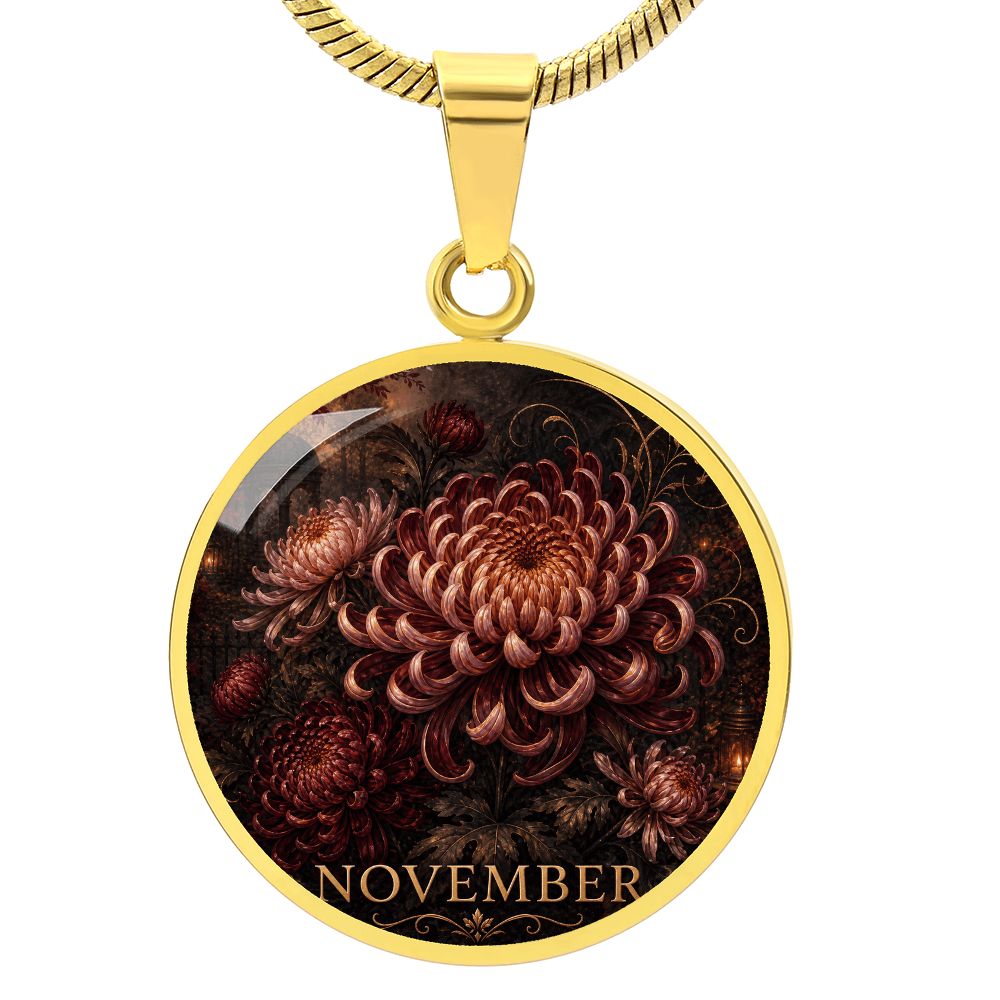 November Birth Flower Necklace | Chrysanthemum Pendant