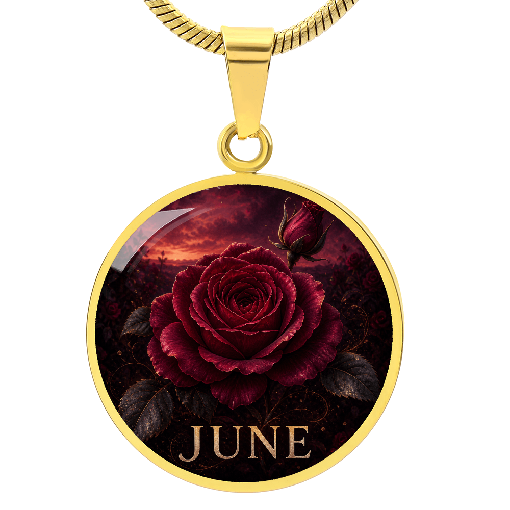June Birth Flower Necklace | Rose Pendant