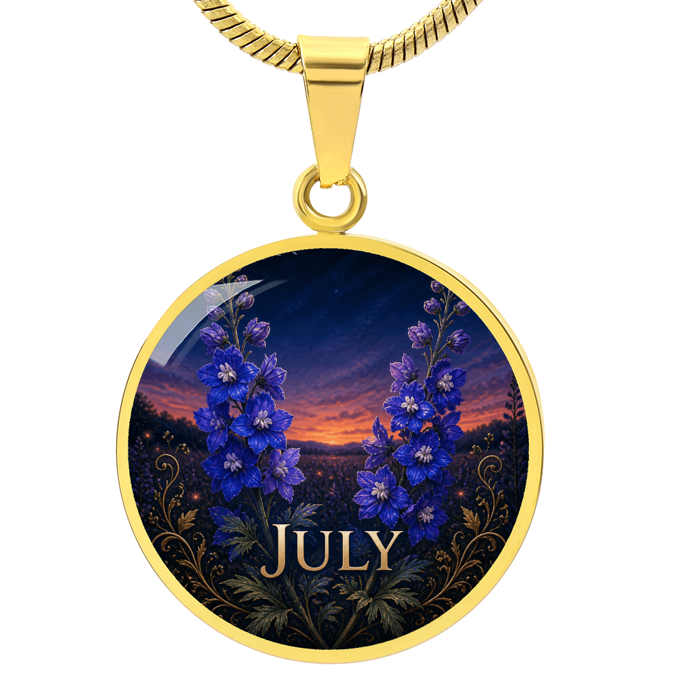 July Birth Flower Necklace | Larkspur Pendant