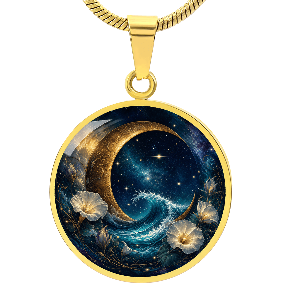 Crescent Moon Necklace | Celestial Ocean Pendant