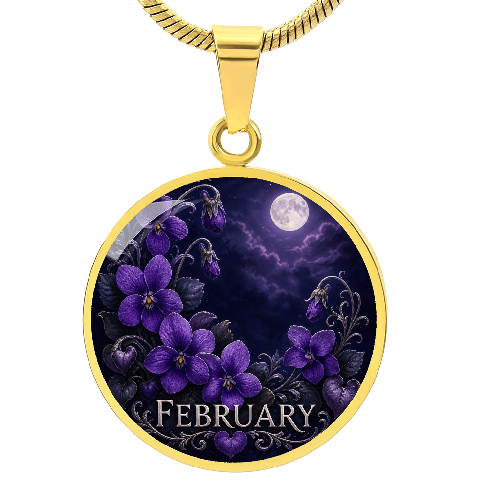 February Birth Flower Necklace | Violet Pendant