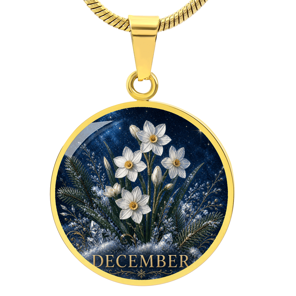 December Birth Flower Necklace | Narcissus Pendant