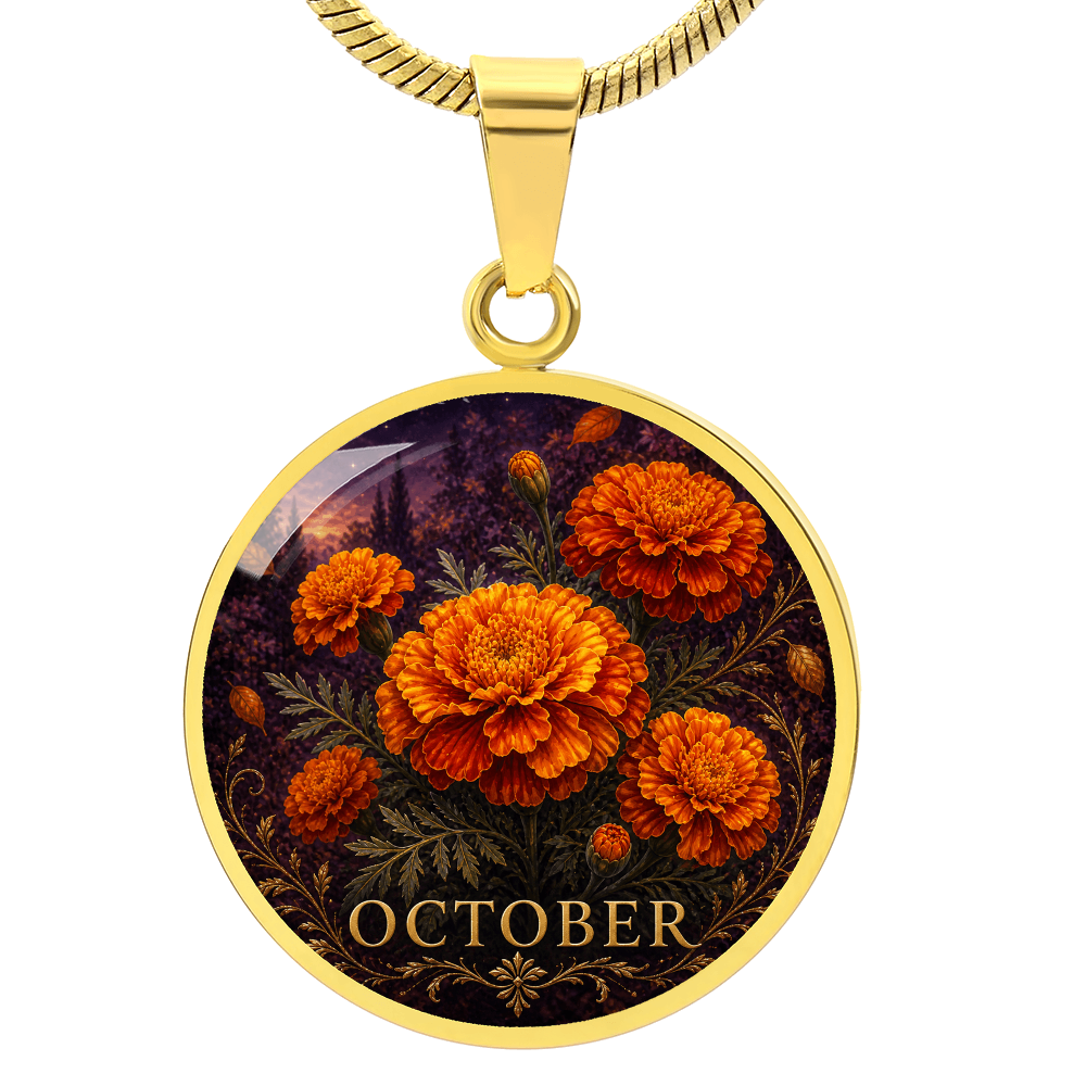 October Birth Flower Necklace | Marigold Pendant