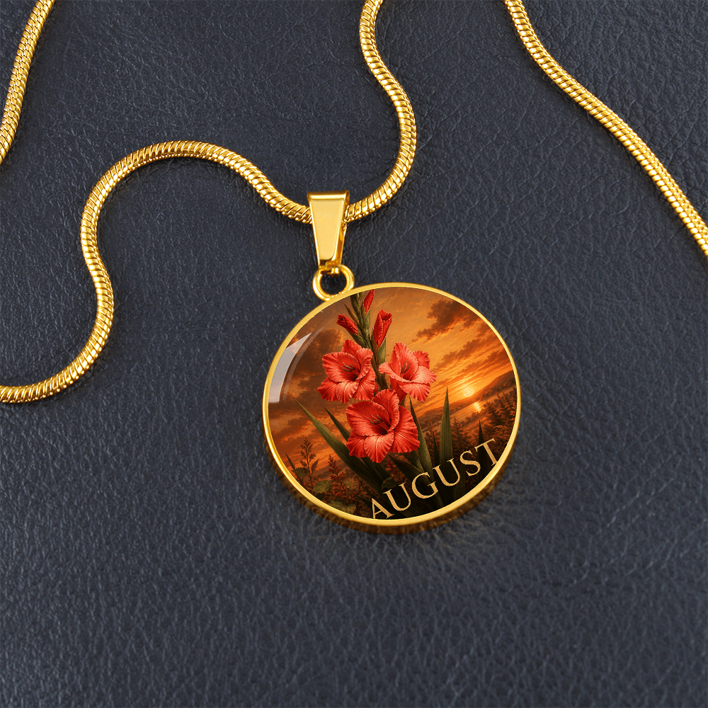 August Birth Flower Necklace | Gladiolus Pendant