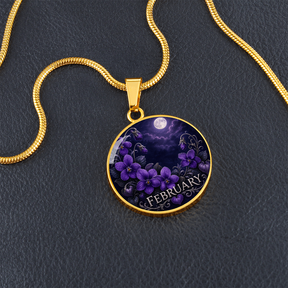 February Birth Flower Necklace | Violet Pendant