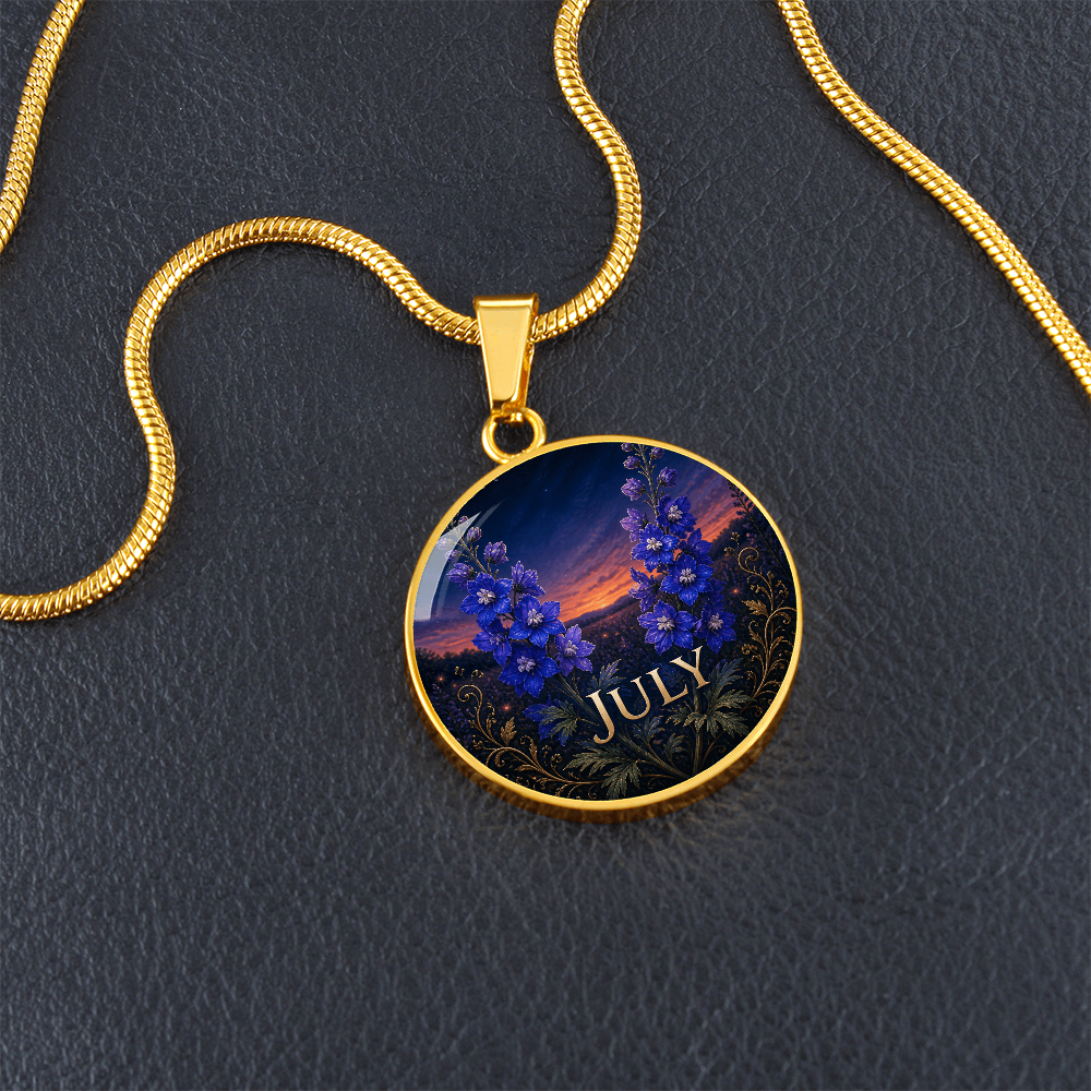 July Birth Flower Necklace | Larkspur Pendant