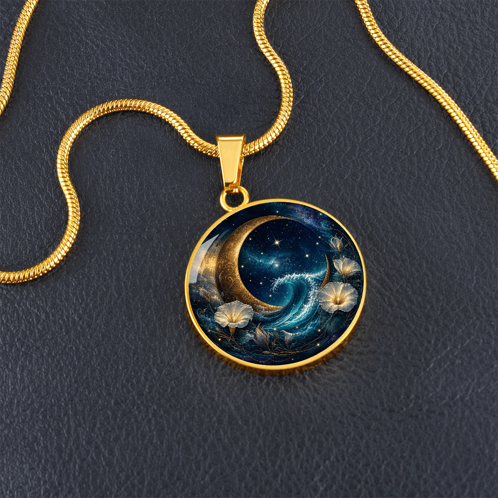 Crescent Moon Necklace | Celestial Ocean Pendant
