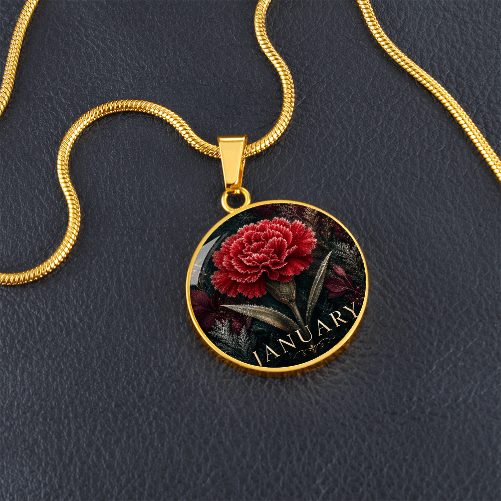 January Birth Flower Necklace | Carnation Pendant