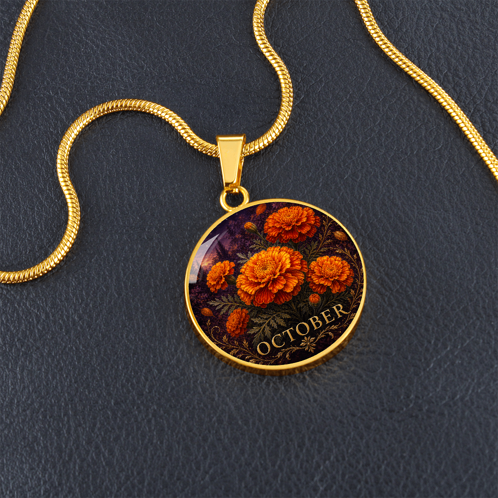 October Birth Flower Necklace | Marigold Pendant