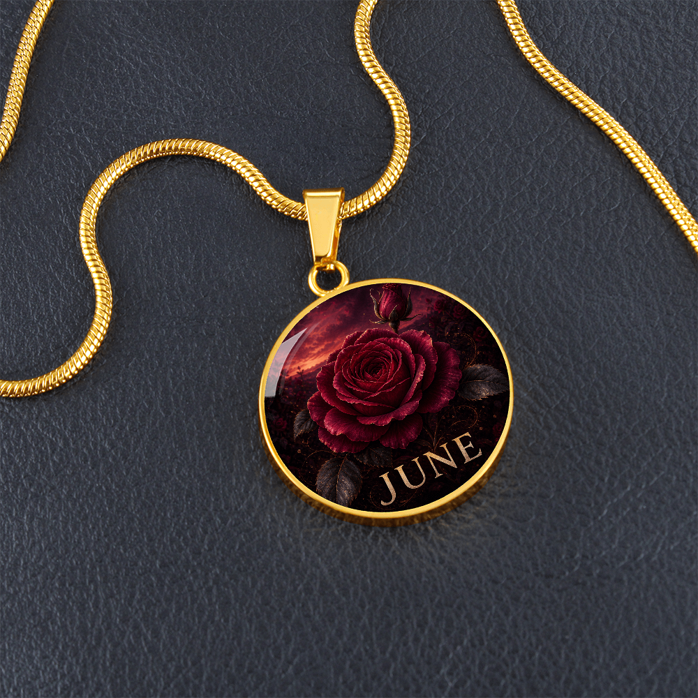 June Birth Flower Necklace | Rose Pendant