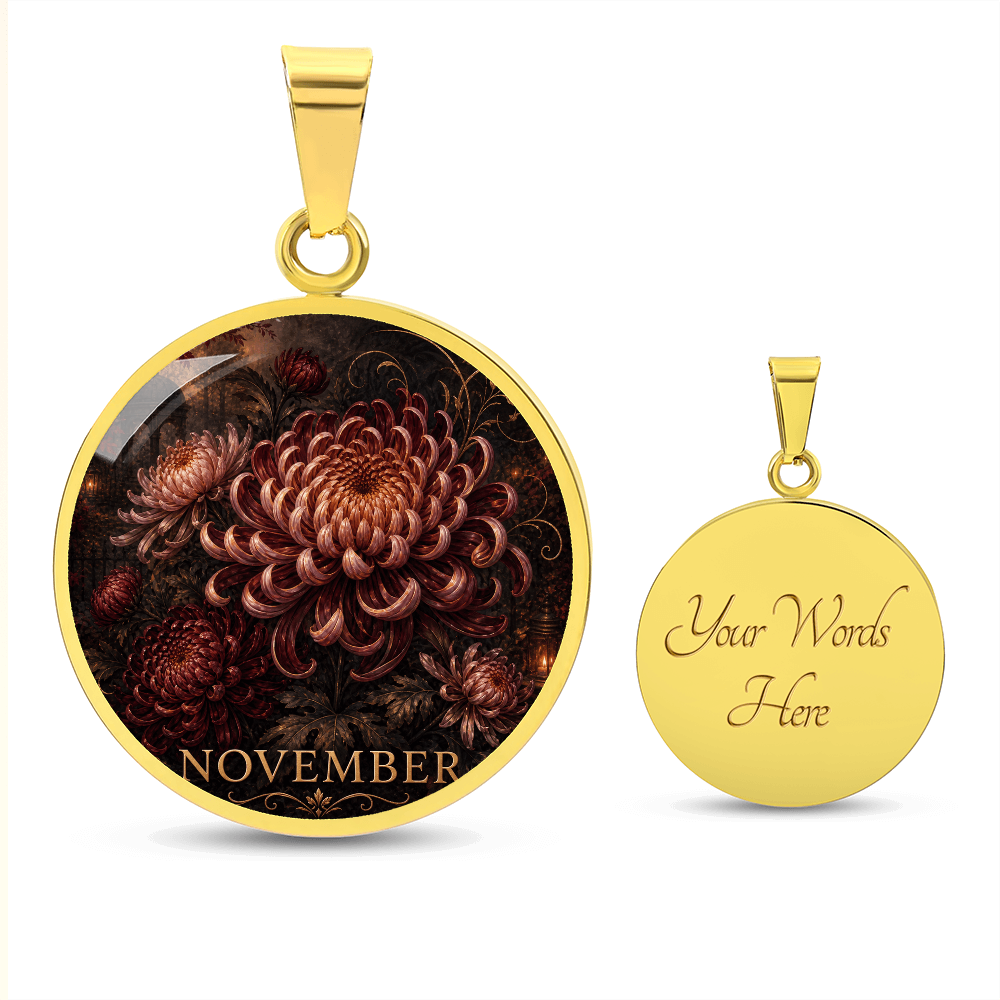 November Birth Flower Necklace | Chrysanthemum Pendant